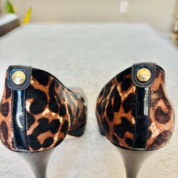 Michael Kors Dye Composed Cow Hair Calf Leather Platform High Heels Shoes Sz 8 M - Picture 6 of 12